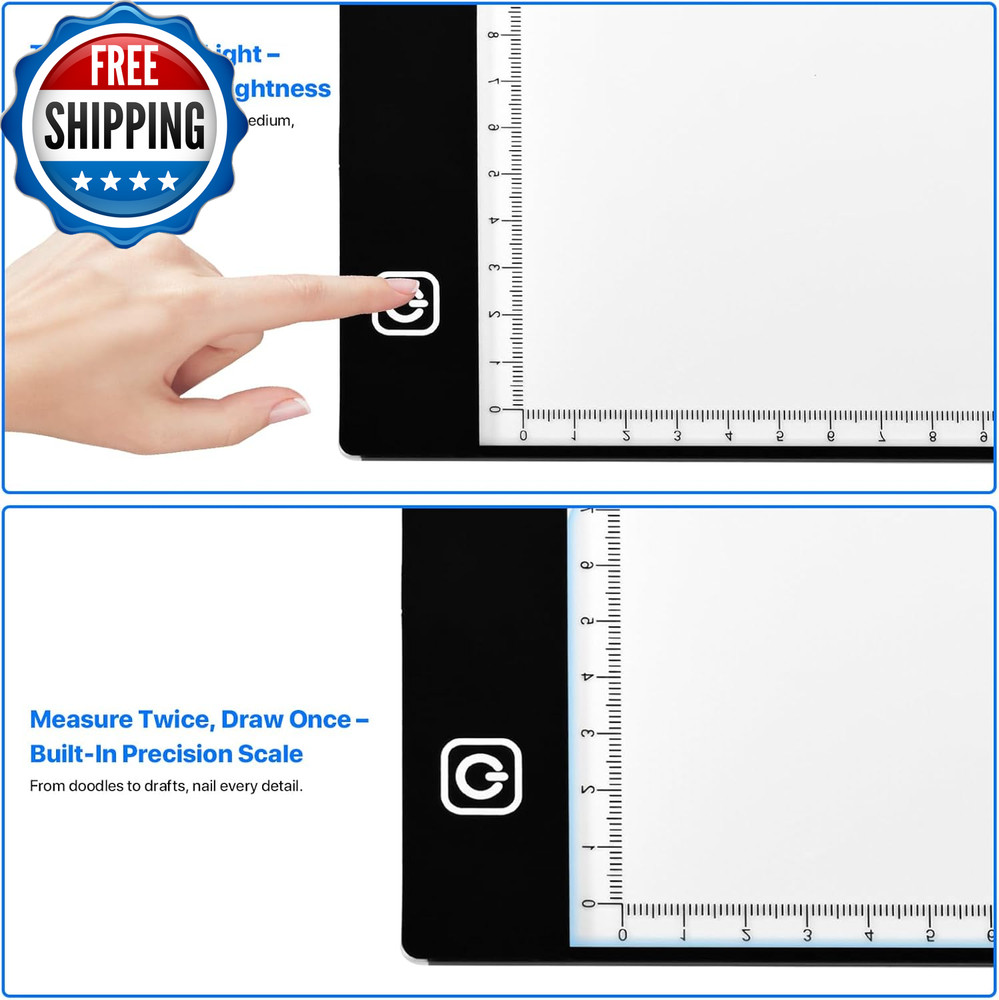 A4 LED Light Box for Tracing and Drawing - Ultra Thin Adjustable Light Table, US