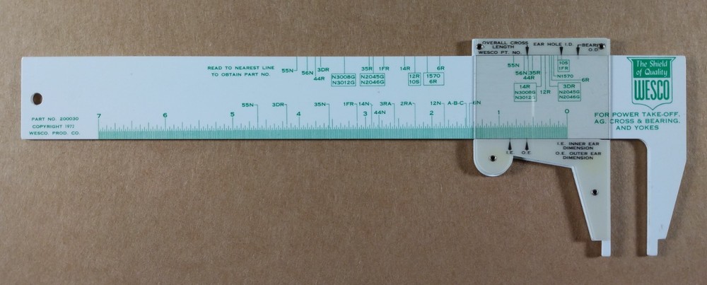 WESCO Universal U-Joint Identifier Caliper with Instructions & Box