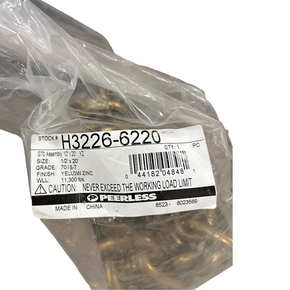 Peerless H3226-6220 1/2" x 20' Yellow Clevis Grab Hooks Tie Down Chains
