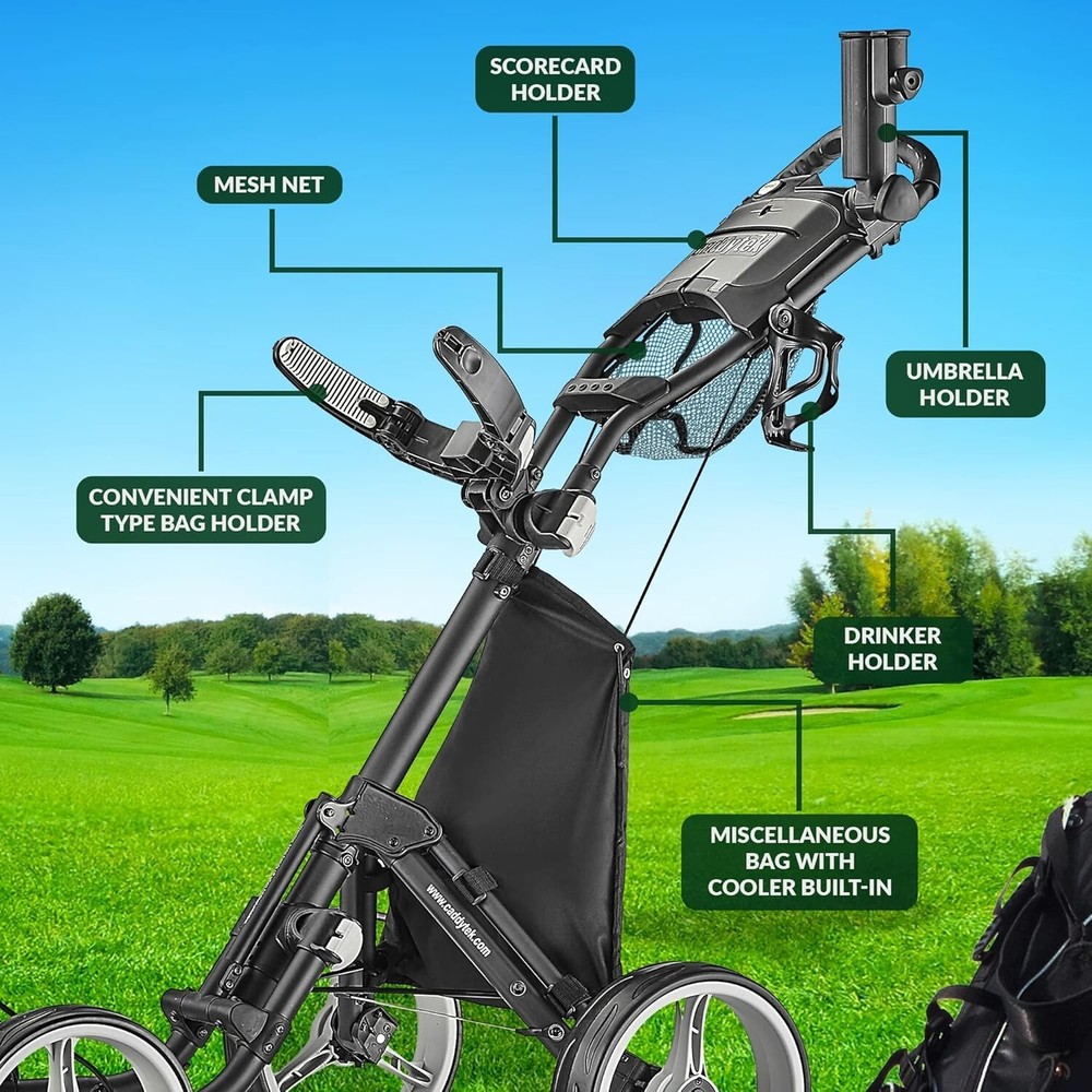CaddyTek Explorer V8 - SuperLite 4 Wheel Golf Push Cart, Explorer Version 8