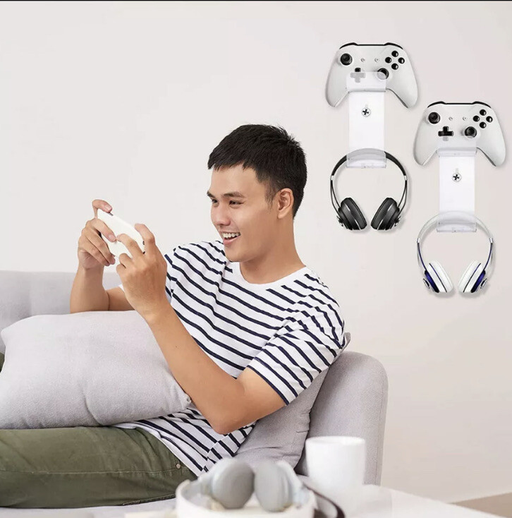 Universal Gaming Controller & Headphone Wall Rack | Clear Acrylic Hanger Stand