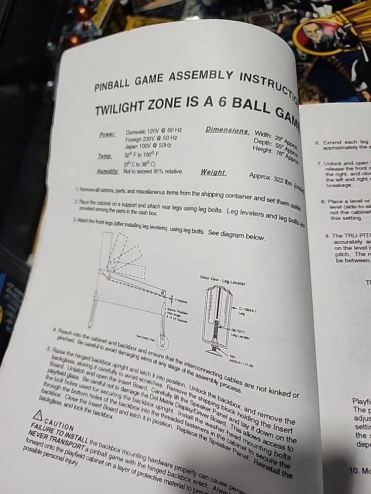 Twilight Zone Pinball machine Manual Bally