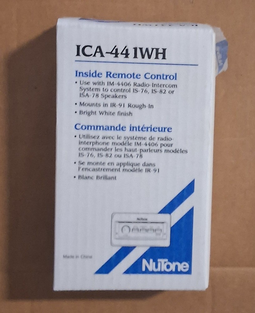 Nutone IC-441WH Indoor Remote Control Intercom Speaker White Finish NEW