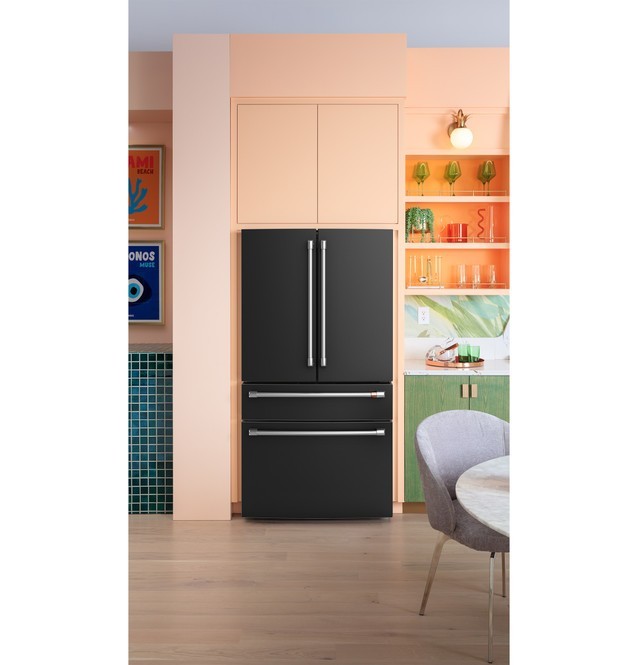 Cafe Matte Black 4 Piece Kitchen with 36" Gas Range & Refrigerator