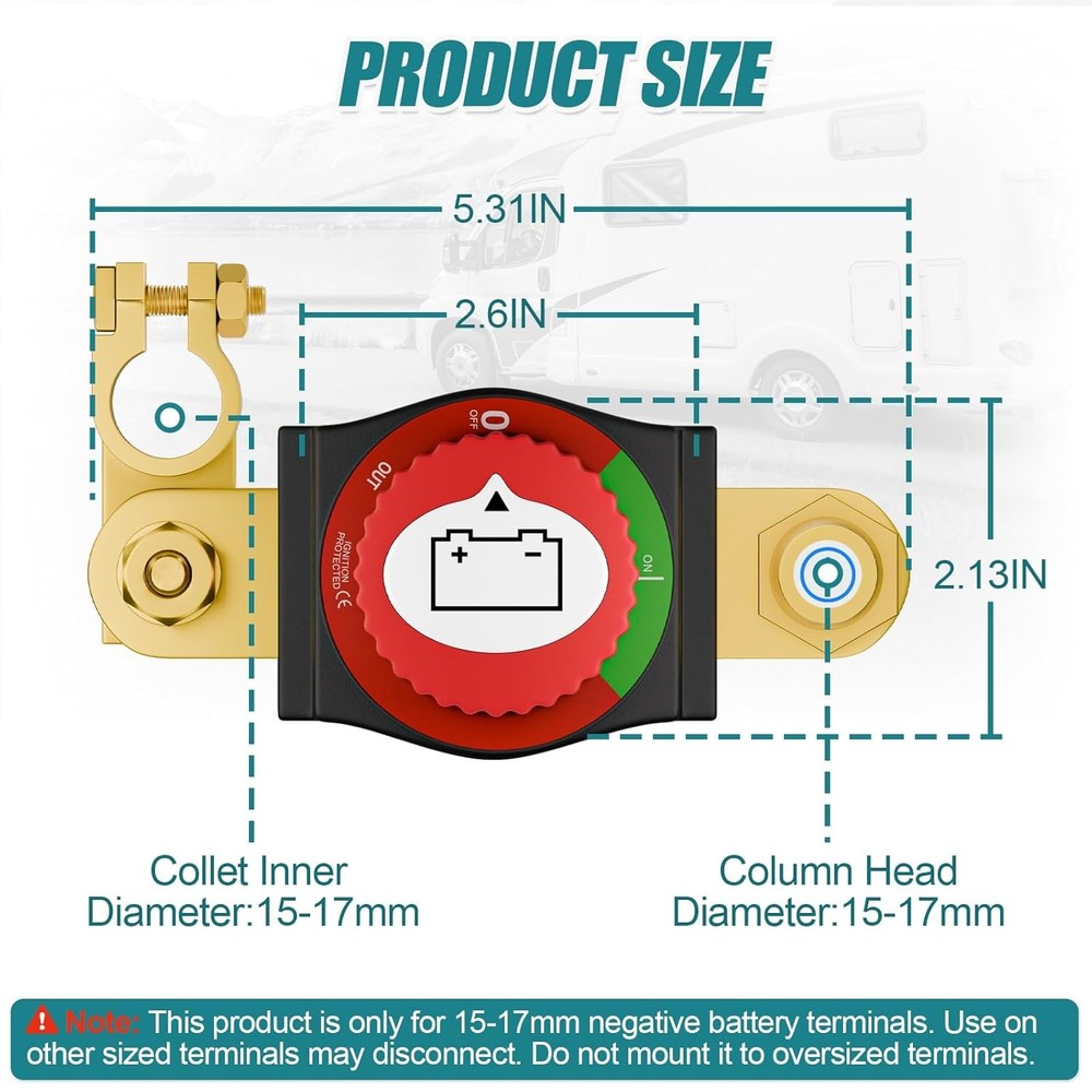 Top Post Battery Disconnect Switch, 12-48V Heavy-Duty Kill Switch...