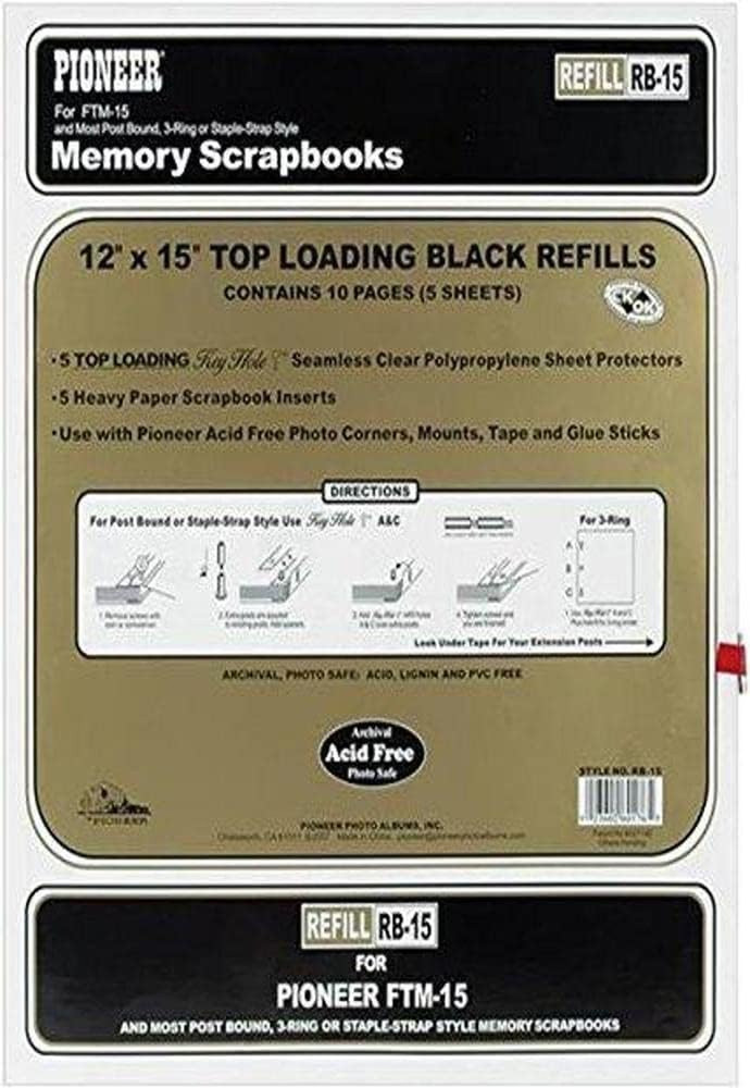 Pioneer Black Universal Top-Loading Page Protectors 12x15, 5 Pack