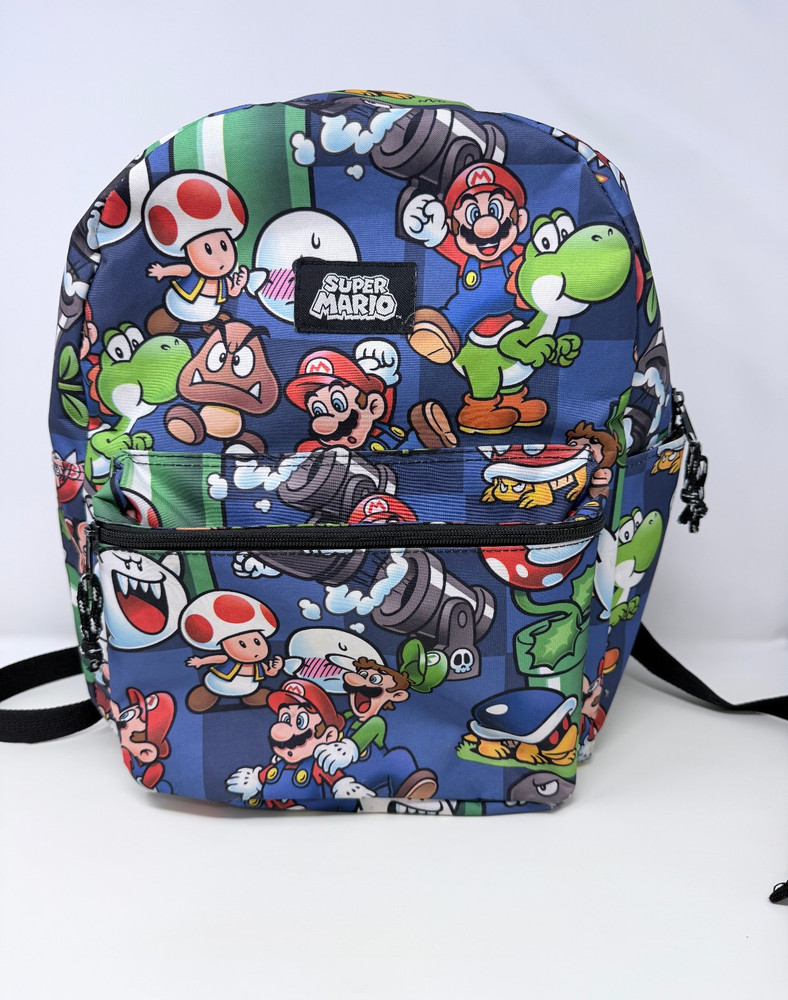 Nintendo Super Mario Kids School Backpack W/ Adjustable Straps- Multi Colored