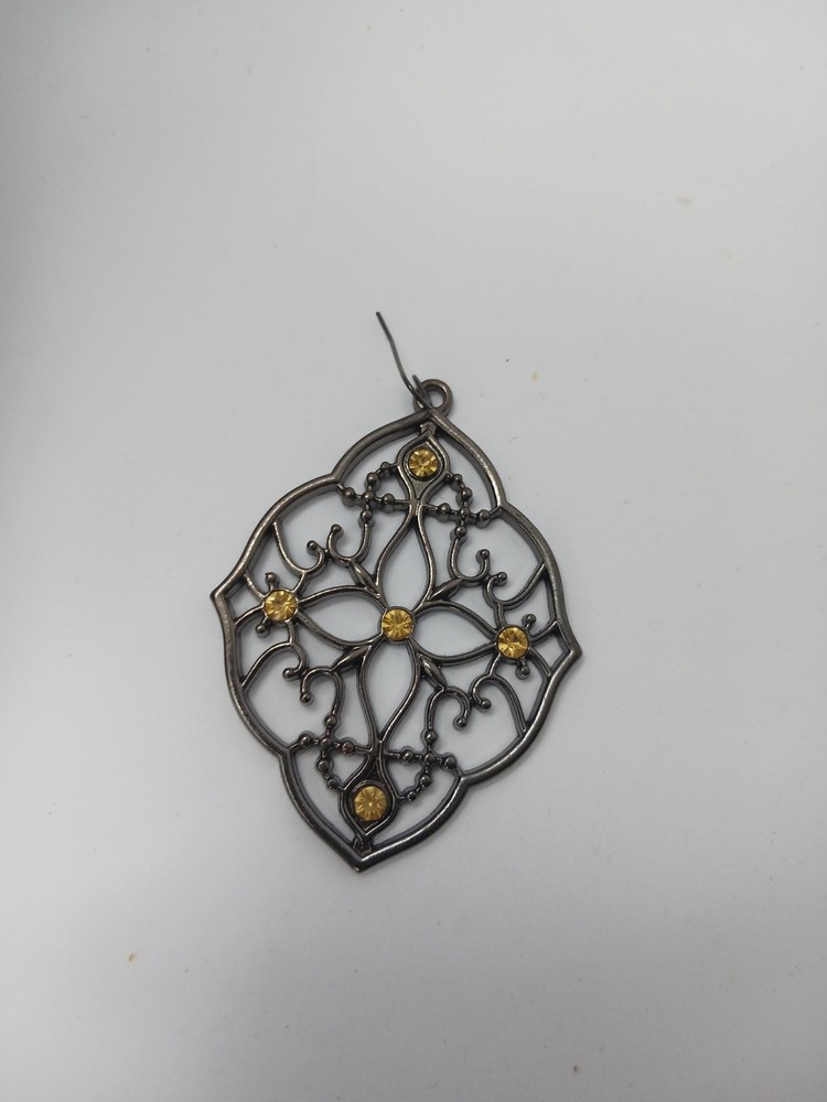 Dark Silver Diamond Shape Earrings + Necklace