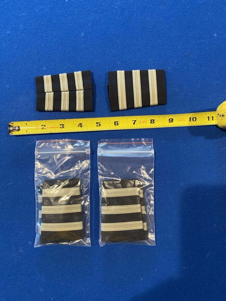First officer Co-Pilot Epaulets 3 Bar Silver Grey/ Dark Blue 3 pair