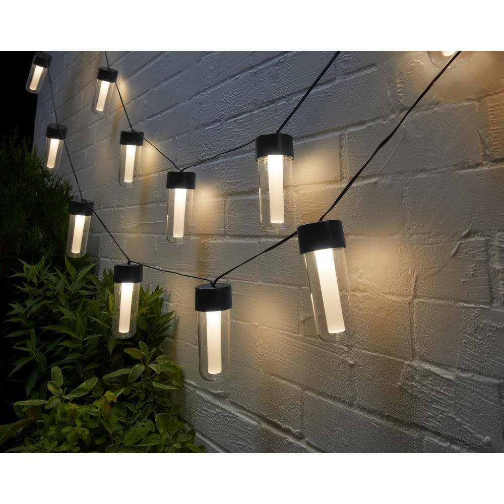 Hampton Bay 10-Light 12 ft. Black Outdoor Plug-In Integrated LED String-Light