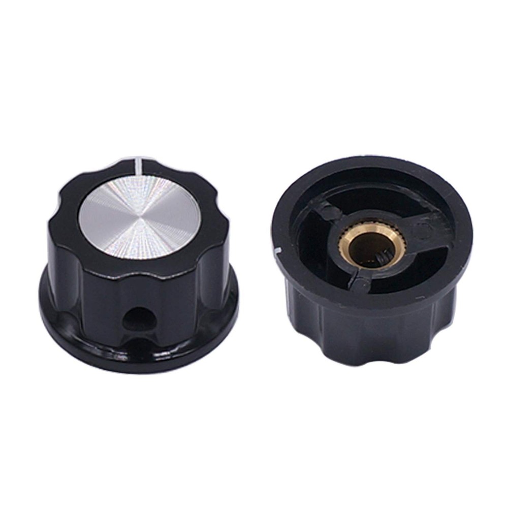 10 Pcs Potentiometer Knobs Silver Black 4mm Shaft