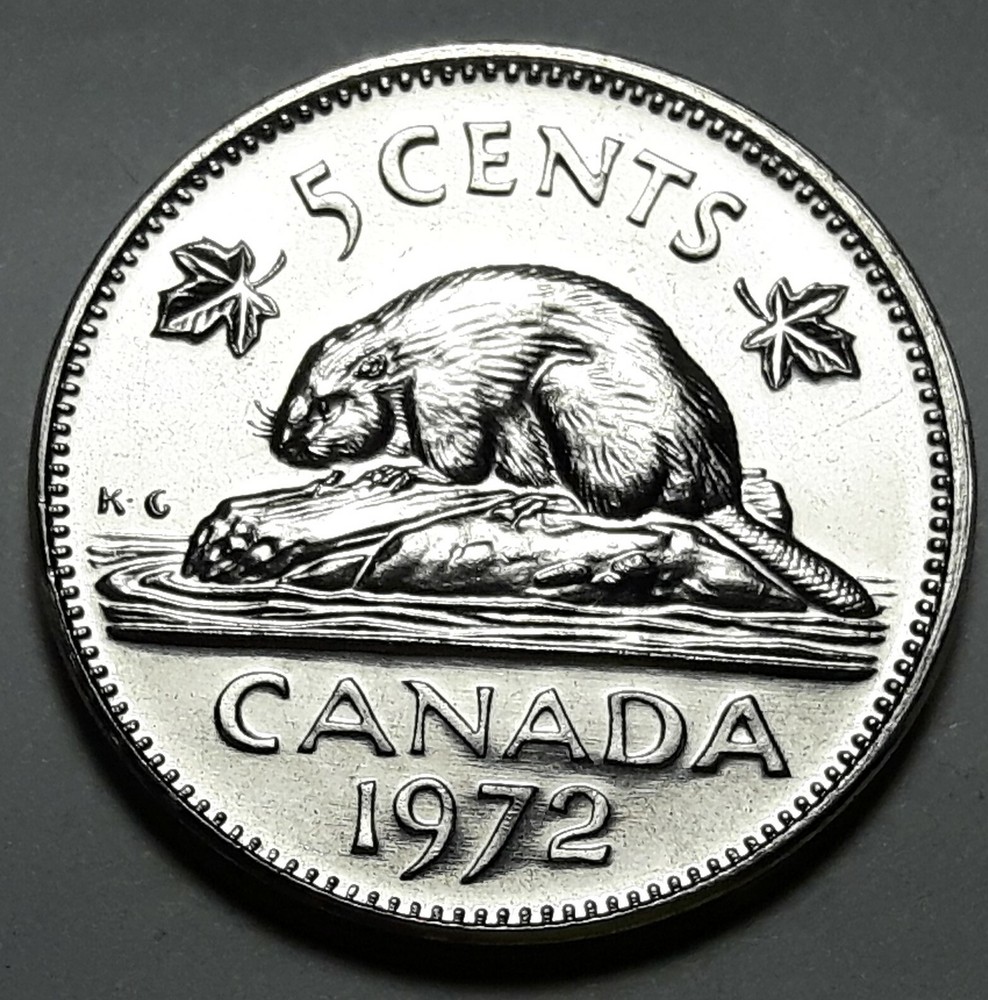 1972 CANADA 5 Cent Nickel Uncirculated Coin From Mint Roll UNC