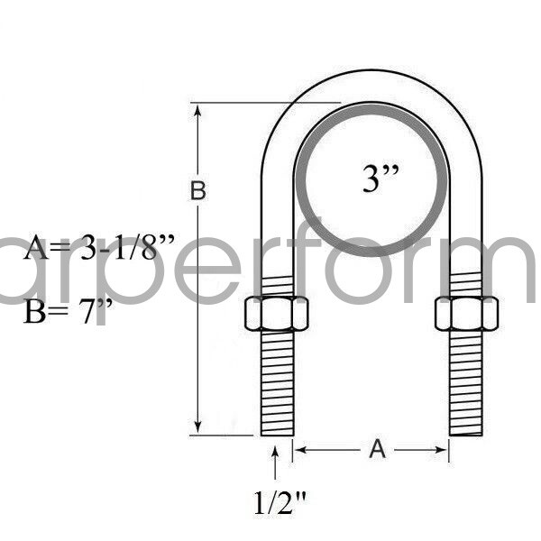 New trailer U bolt kit for 5200-7000lbs 3" Round Axle 7" long 1/2" dia -20080
