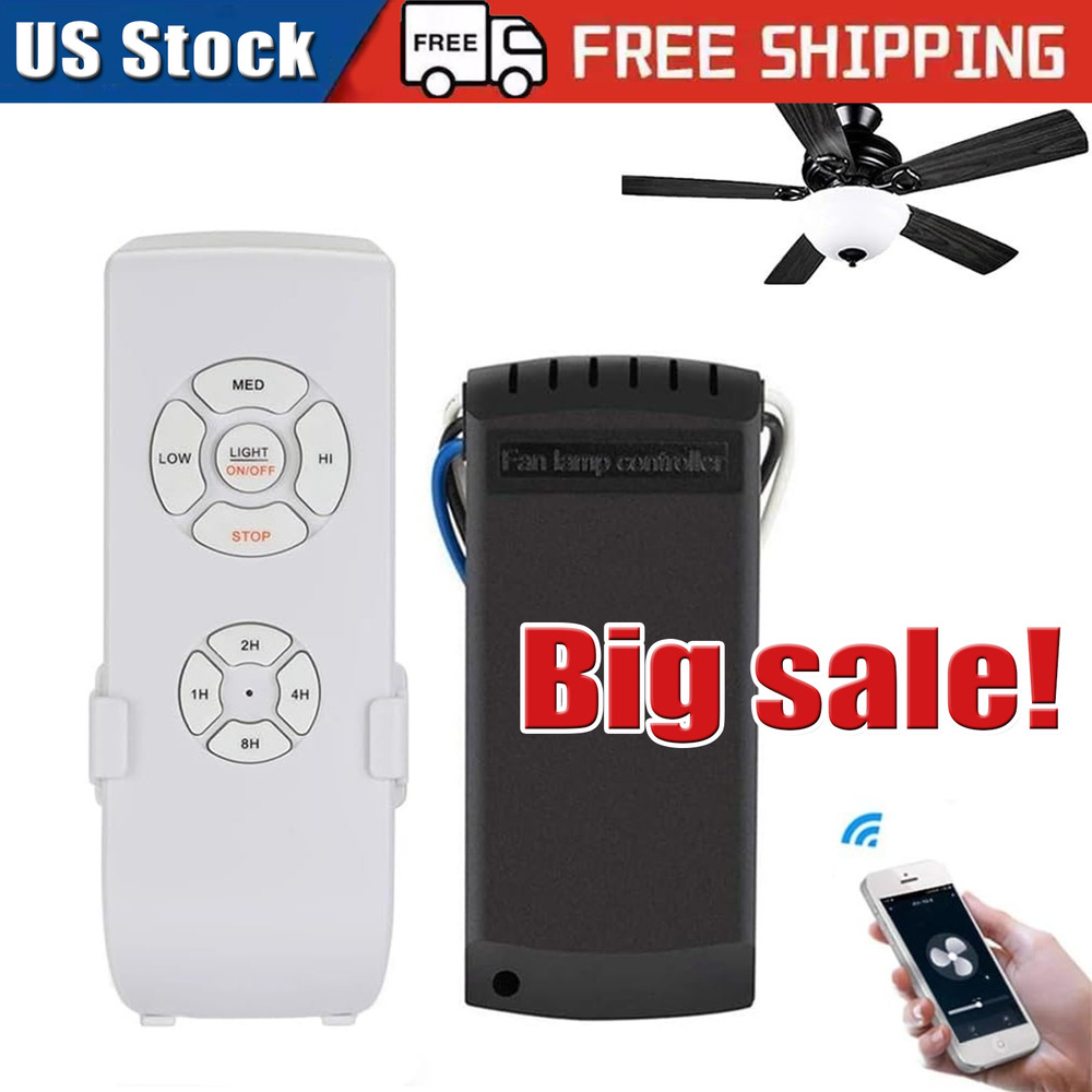 Universal Wireless Remote Control and Receiver Kits for Ceiling Fan Lamp Home
