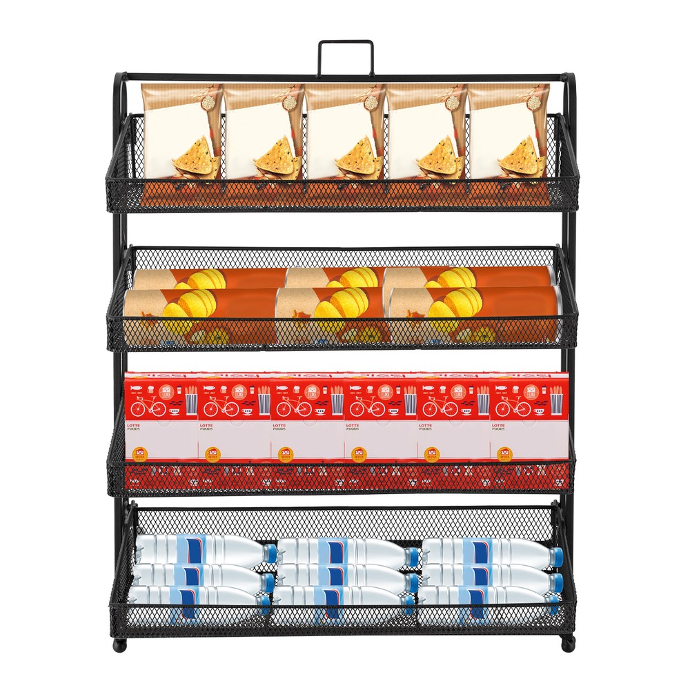 4-Tier Iron Snack Display Rack - Durable & Stylish Organizer for Retail