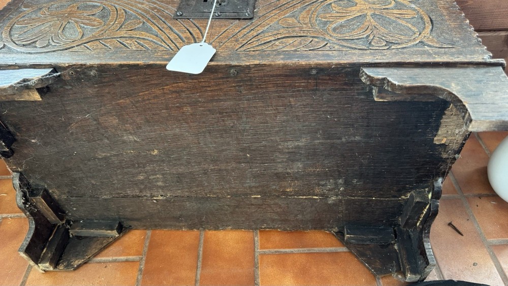 17th Century Charles I Oak Bible Box-Coffer With Key