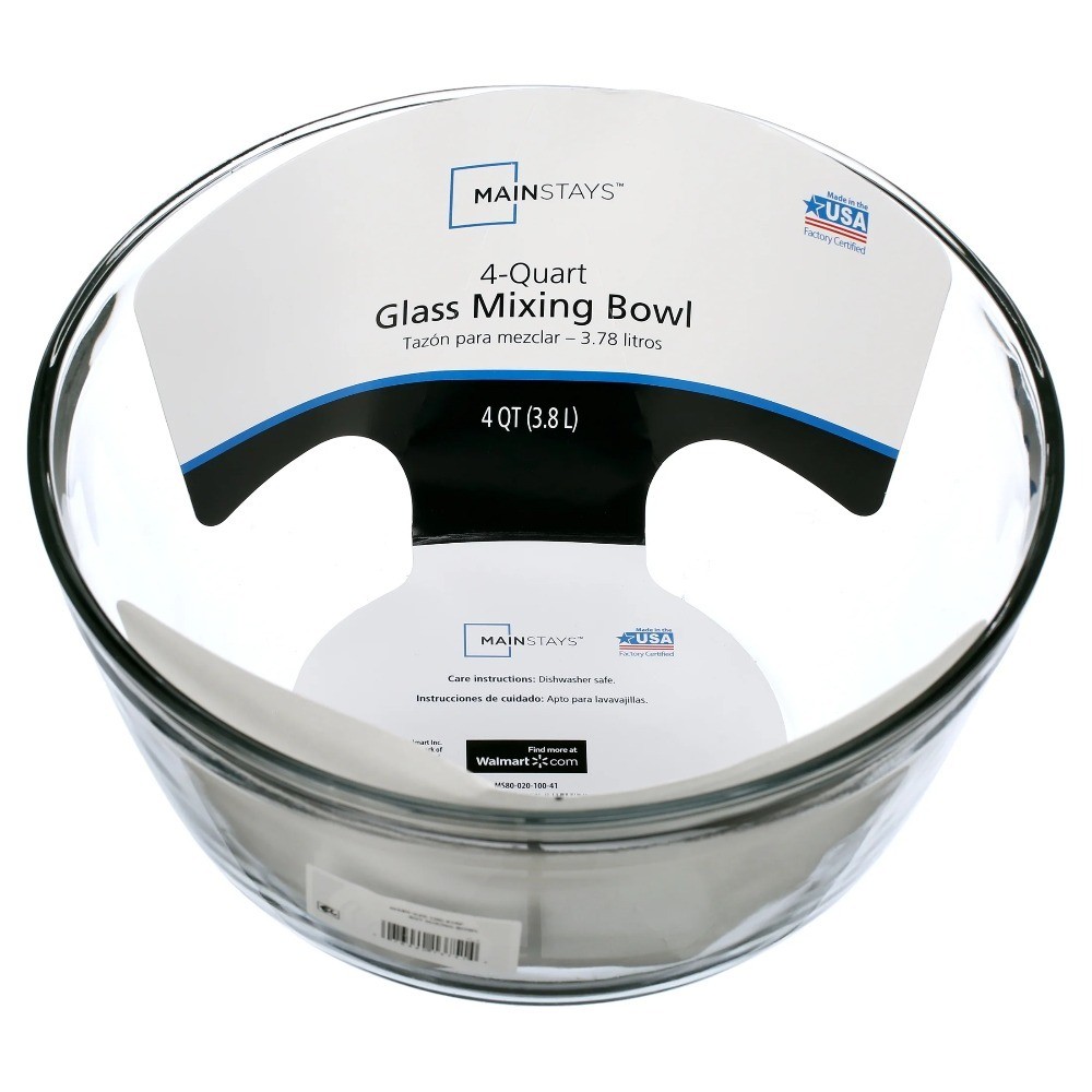 Glass Mixing Bowl 4 Quart Capacity for Baking and Kitchen Use