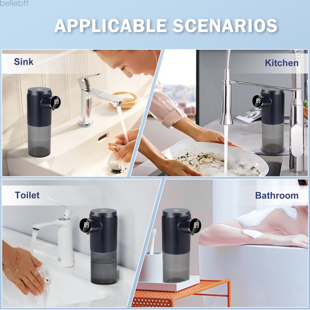 Liquid Automatic Soap Dispenser 10.14OZ Smart Soap Dispenser 3 Levels Adjustable