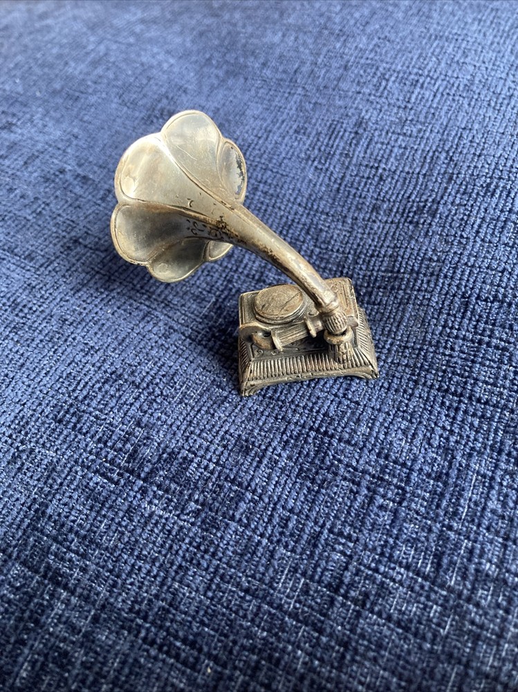 sterling silver miniature gramophone