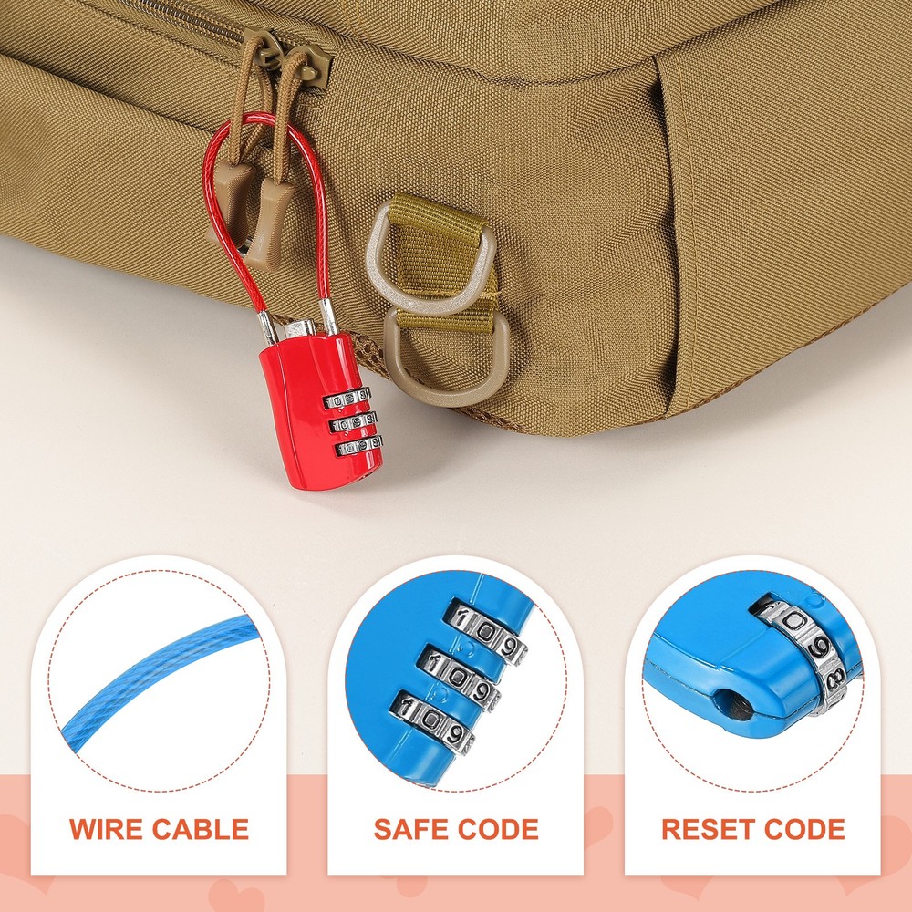 2 Pcs 3 Digit Luggage Cable Combination Lock with 20" Long Cable, Blue