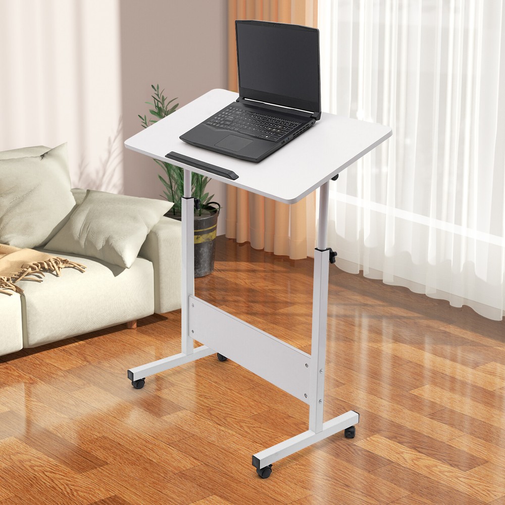 Adjustable Height Office Rolling Laptop Table Stand Bed Side Computer Desk Stand
