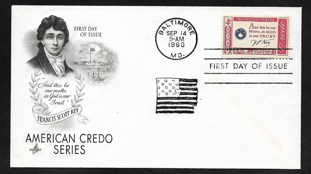 #1142 4c American Credo - Francis Scott Key - ArtCraft FDC