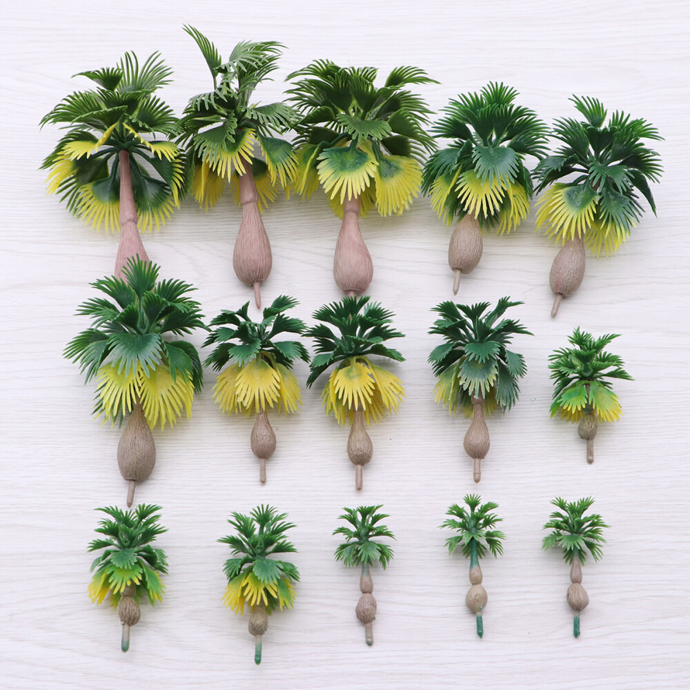 15pcs Model Palm Trees Model Trees Plastic Trees for Diorama