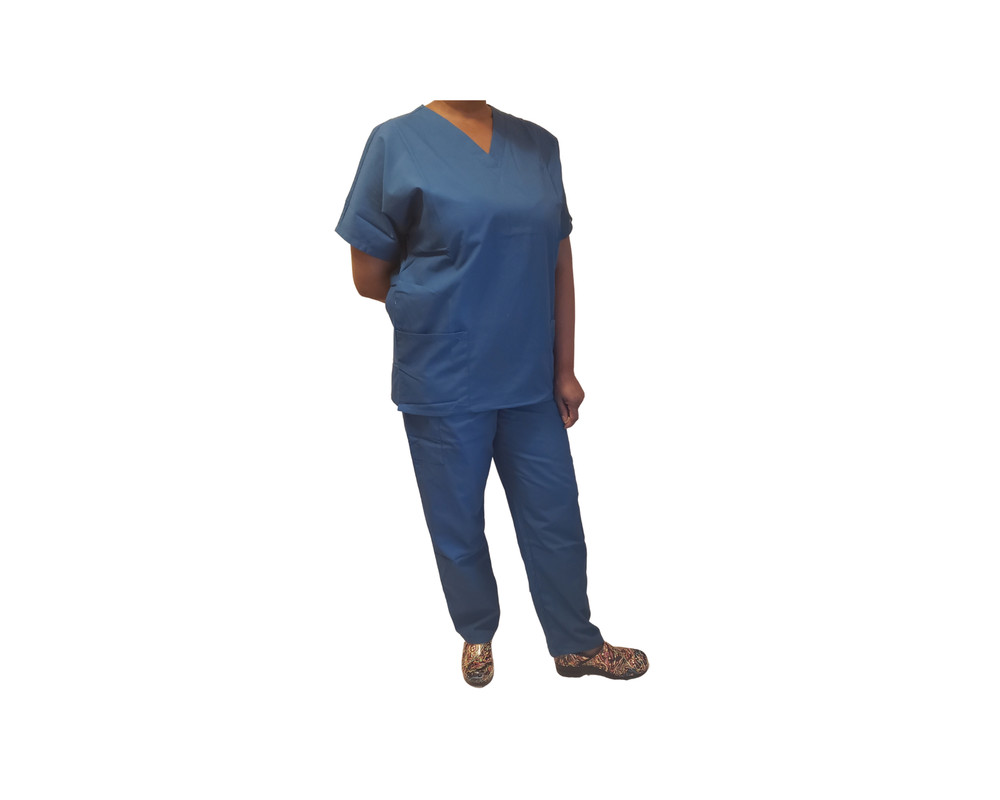 Women's V-Neck Top & Pull-On Pant Set in Deep Lake