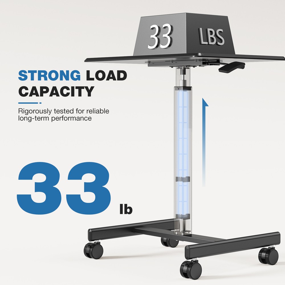 Adjustable Height Mobile Standing Desk with Wheels - Rolling Laptop Table