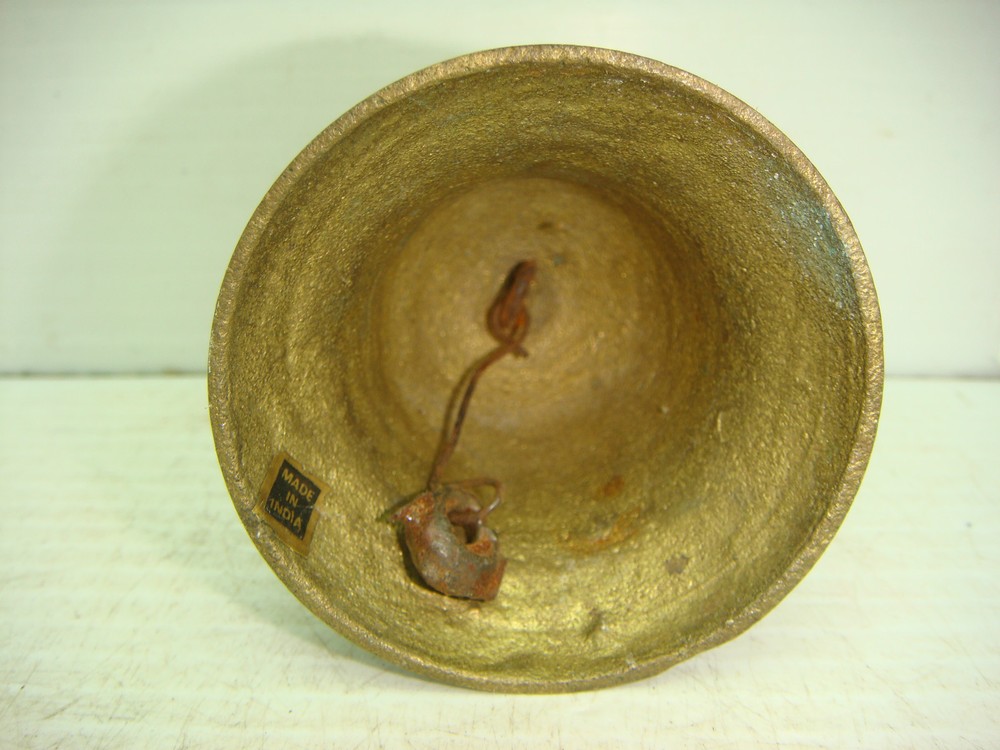 Vintage Solid Brass Dinner Bell / Candle Holder Engraved Design