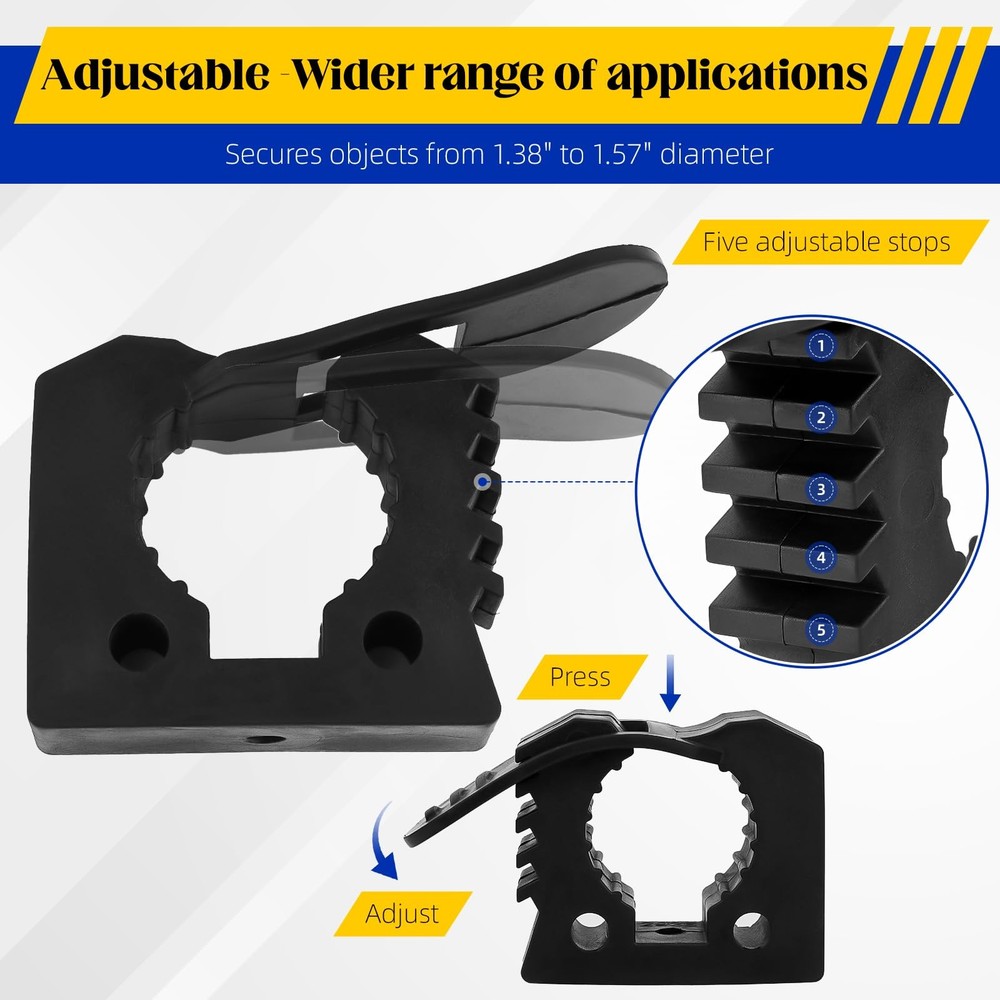 Rubber Clamp (2 Pack) Adjustable Non-Slip Quick Release Mount, Fits 1" - 2-1/...
