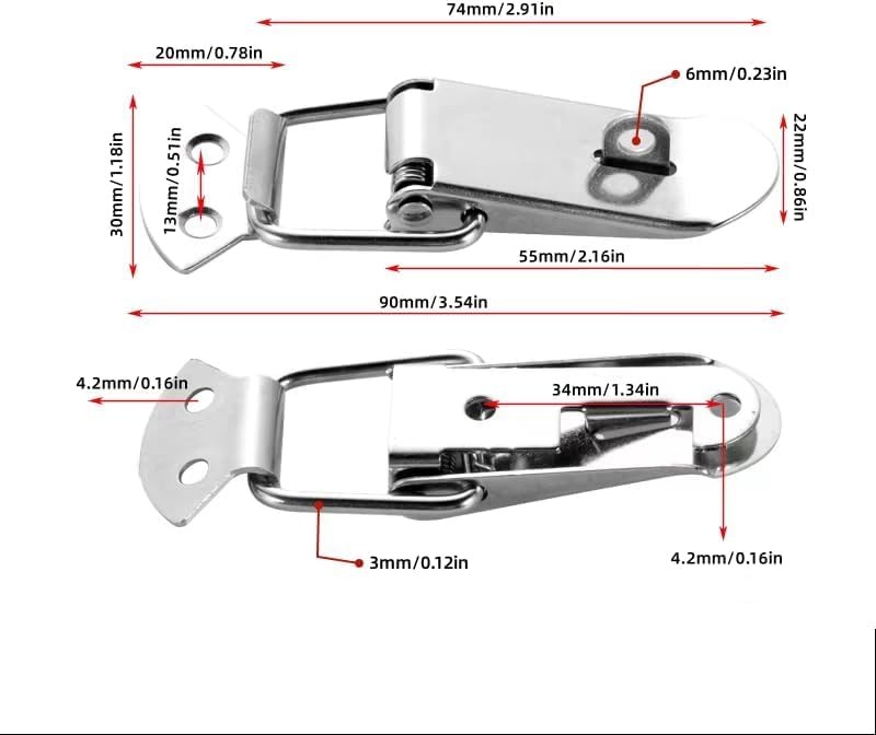 Latch, Stainless Steel Spring Loaded Toggle Latch,With locking hole, Silver Catc
