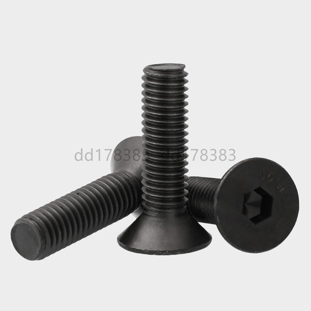 Black 10.9 Steel Hex Socket Bolts Countersunk Flat Head Screws Left Hand Thread