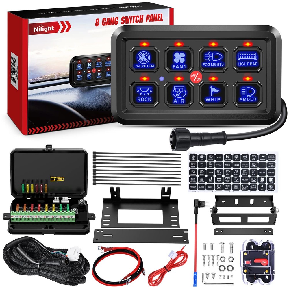 Nilight 6 Gang Switch Panel Universal Circuit Control Relay System