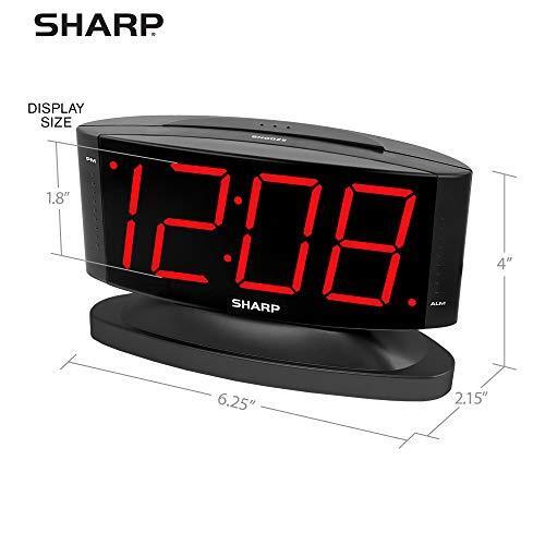 SHARP Home LED Digital Alarm Clock – Swivel Base - Outlet Powered, Simple