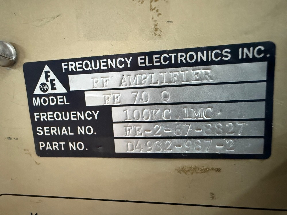 Frequency Electronics RF Amplifier FE70 FE 70 Working MIL-Spec Ham Radio