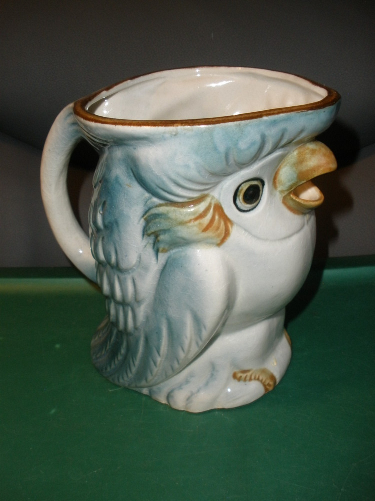 Made in Japan Ceramic Bird Pitcher 6.25" Tall EUC