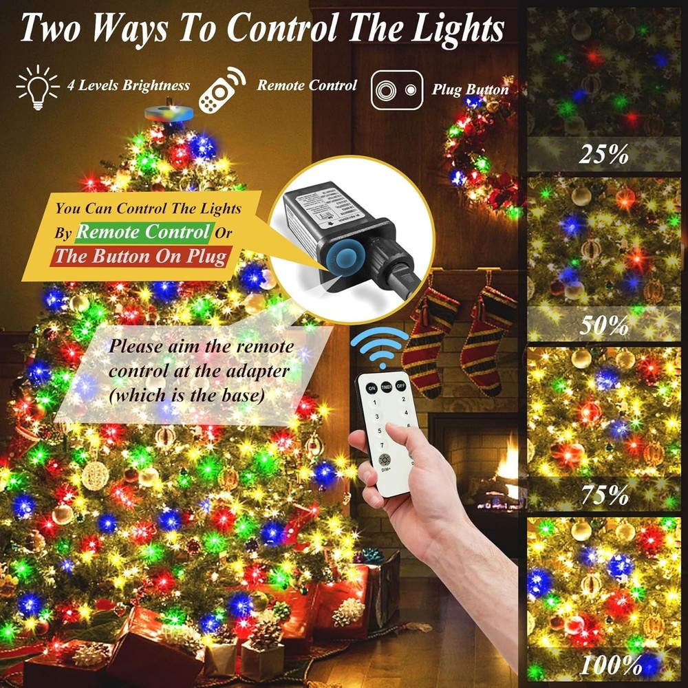aneeway 400 LED Christmas Tree Lights, Lights Multicolored-400LED