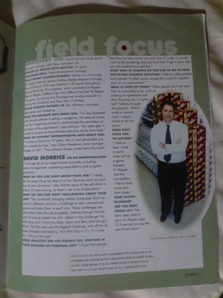 DR PEPPER CLOCK DIAL WINTER SEPTEMBER 2001 MAGAZINE