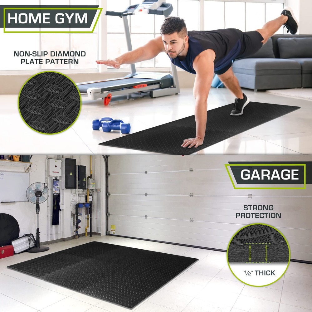 ProsourceFit Puzzle Exercise Mat ½ in, EVA Interlocking Foam Floor Tiles for ...