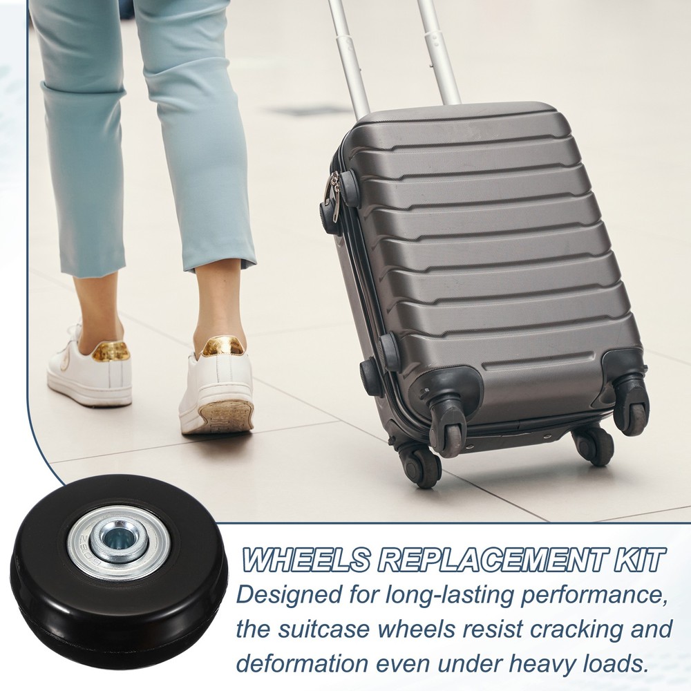 Replacement Luggage Wheels, 45x18mm & 1 Set & Rubber & Black