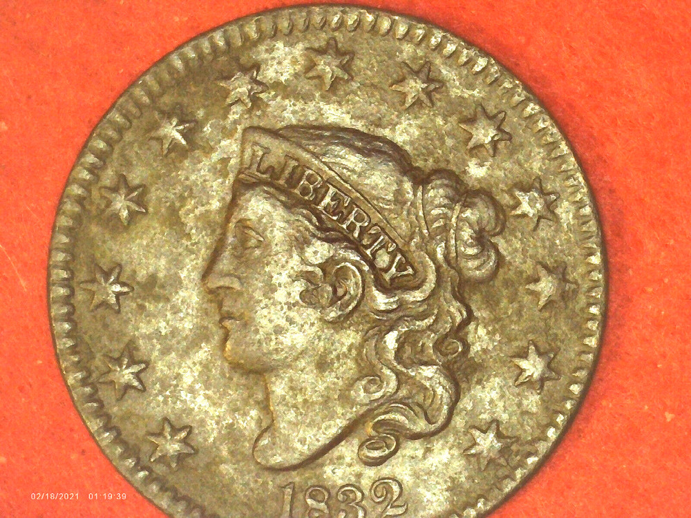 1832 Coronet Head Large Cent Medium Letters