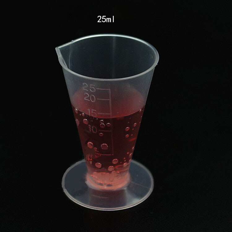 25/100/250/500mL Lab Clear Cups Plastic Graduated Conical Measuring Empty Cups