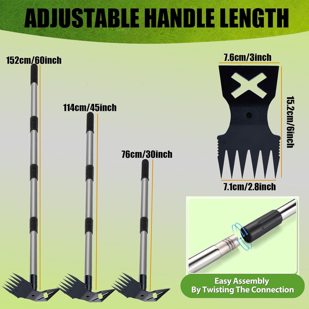 Weed Puller Tool with Long Handle, 60'' Weed Remover Weeding Tool, 2 in 1 Hand W