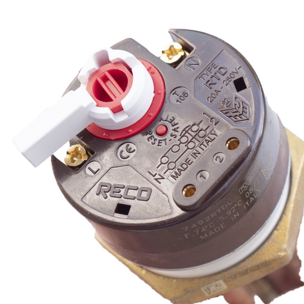 SOLAR TANK HEATING ELEMENT 3000W 1 1/4" BSP WITH ROD THERMOSTAT RTS RECO ANODE