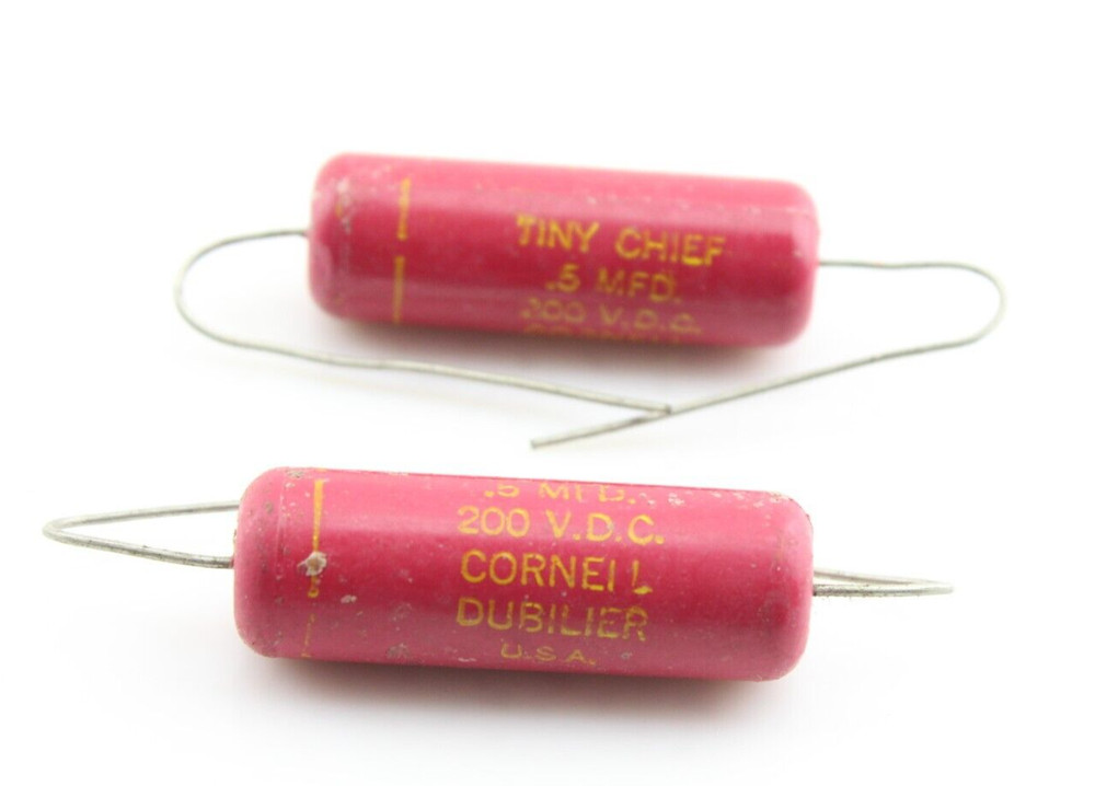 NOS Matched Pair Cornell Dubilier Tiny Chief .5uF 200V DC 5% Capacitors Tested