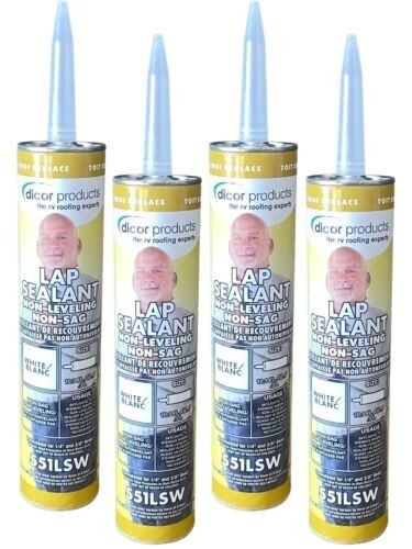4 Tubes Dicor Lap Sealant Non-Sag White 551LSW RV Camper Motorhome