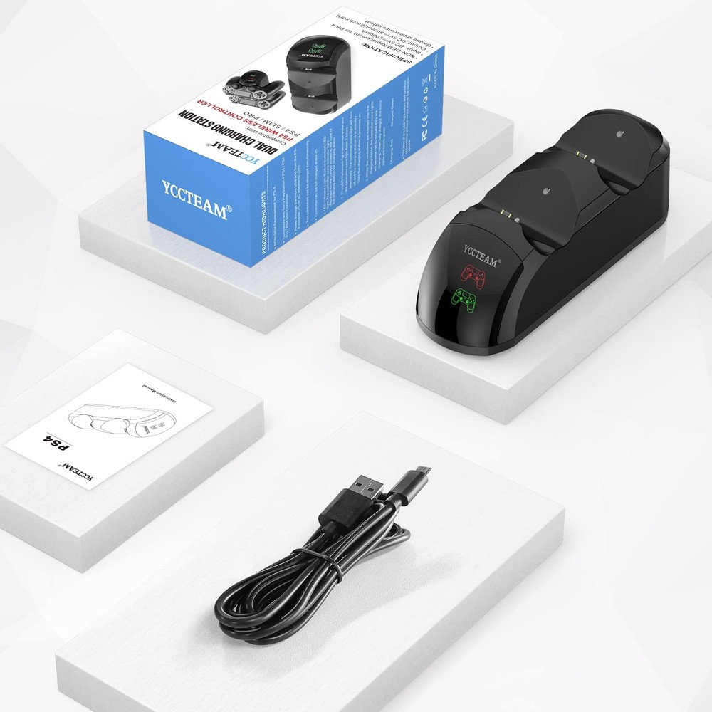 P4 Controller Charger Dock Station, 1.8 Hrs Fast Charging for Black