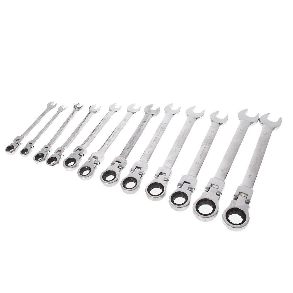 Labwork 12PC Metric Flexible Head Ratcheting Wrench Combination Spanner Tool Set