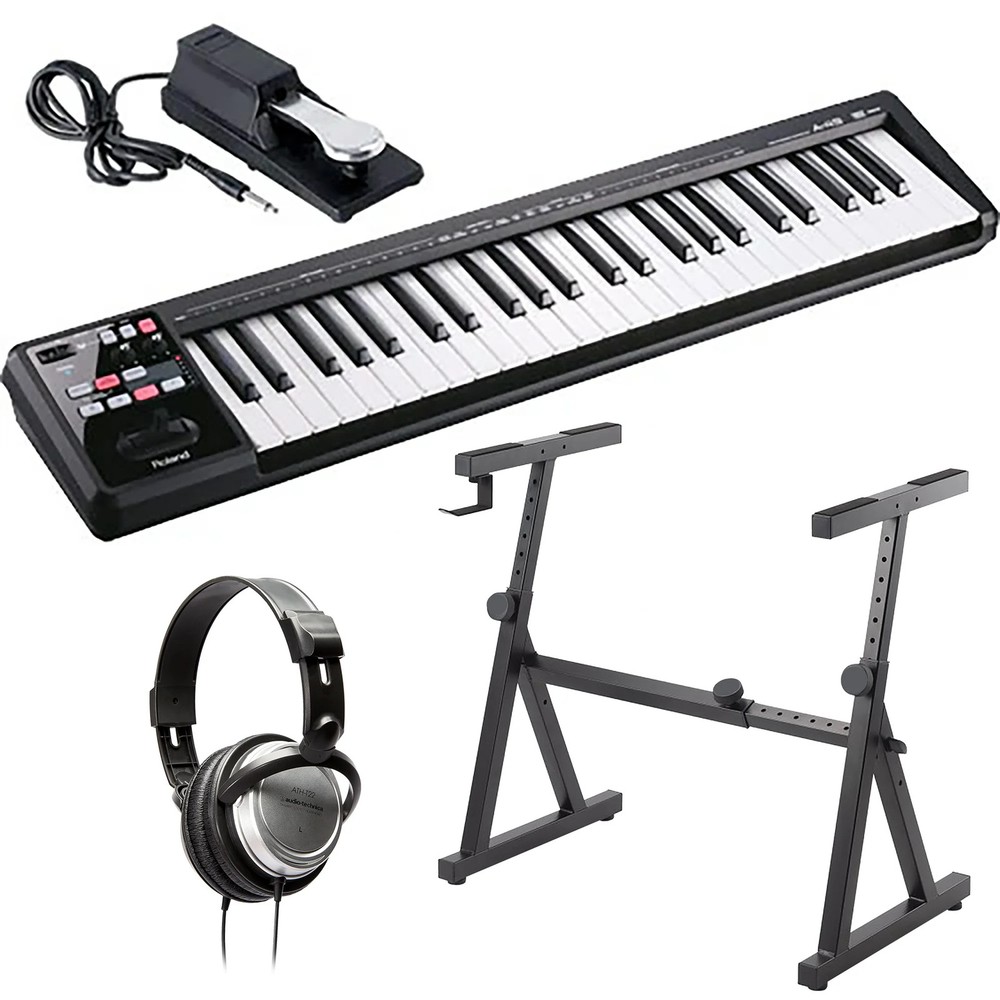 Roland A-49 MIDI Controller Keyboard - Black STUDIO ESSENTIALS BUNDLE